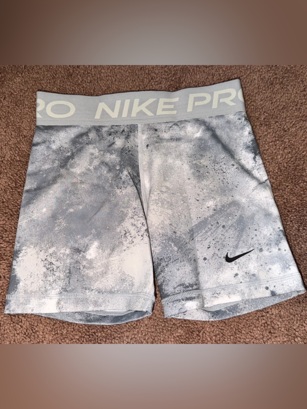 Nike Marble White and Gray Pro Performance Shorts